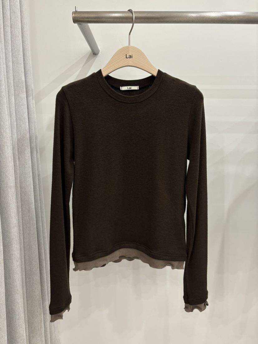LAI韓國代購㊣女裝新品休閑25秋冬時尚人氣職業推薦長袖T恤Lai長袖T恤