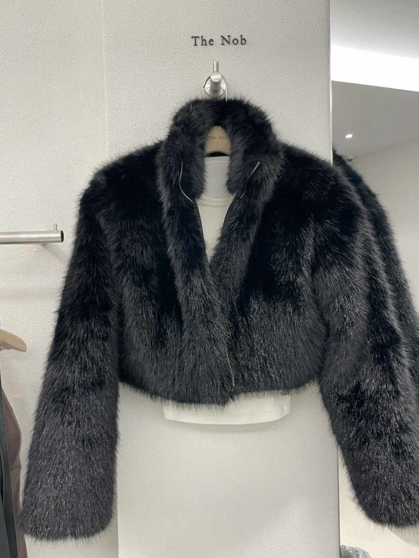 NOB東大門㊣實拍女裝新款時尚人氣休閑職業熱賣短款大衣皮草NOB短款大衣