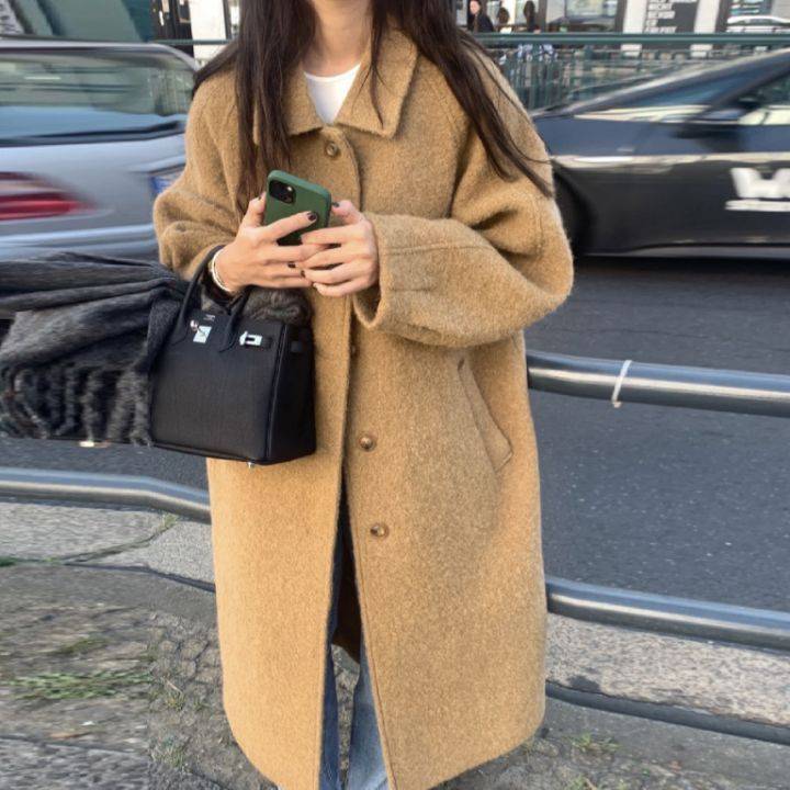 STAY HERE韓國直郵㊣女裝新款時尚熱賣職業推薦中長款大衣STAY HERE中長款大衣