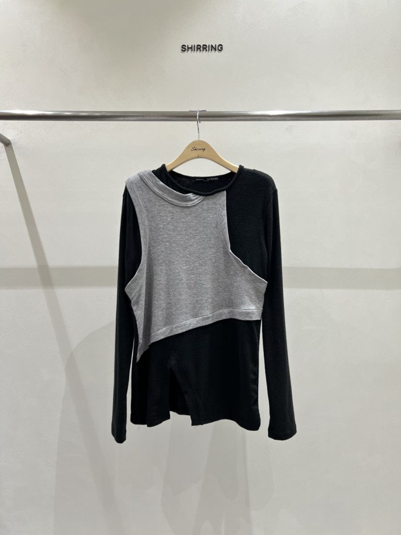 SHIRRING東大門㊣實拍女士新品25秋冬時尚人氣休閑推薦長袖T恤SHIRRING長袖T恤