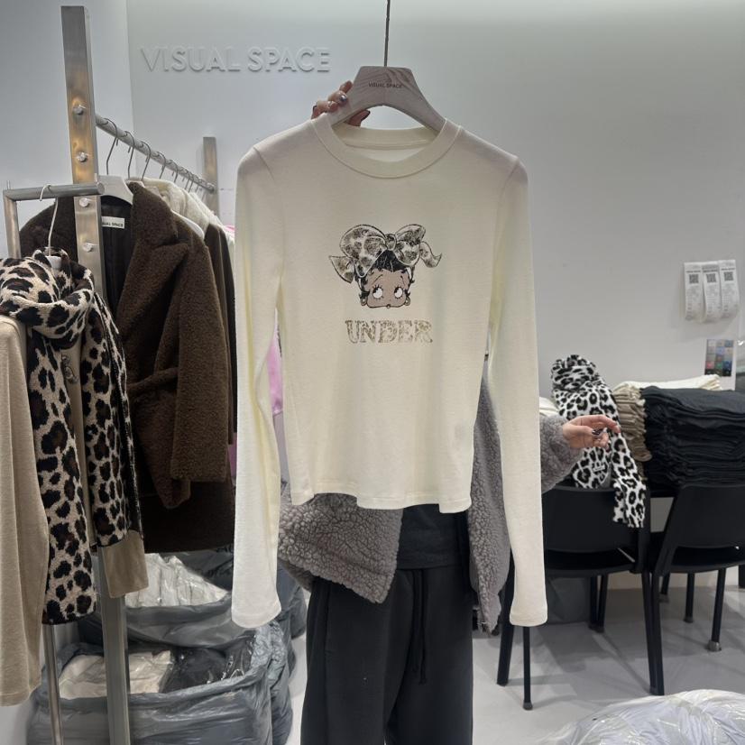 VISUAL SPACE東大門㊣實拍女士新品推薦人氣休閑職業長袖T恤VISUAL SPACE長袖T恤