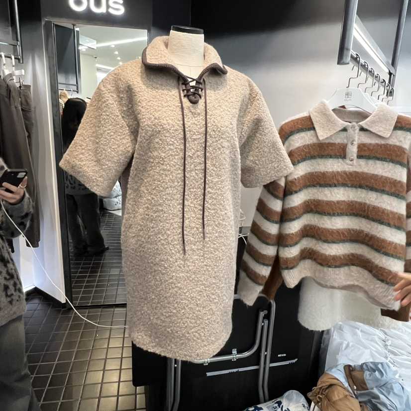 OUS/INCH-L韓國代購㊣女士新款休閑推薦25秋冬職業連衣裙OUS/INCH連衣裙