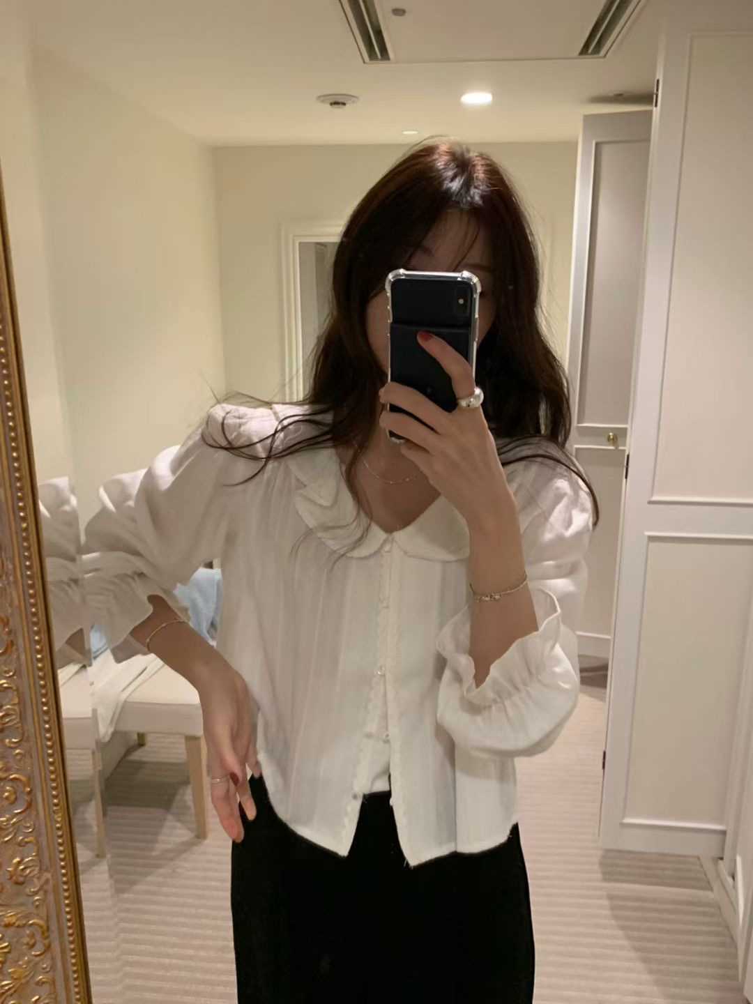 PYT-ot韓國代購㊣女裝新品時尚25秋冬真品職業人氣襯衫蕾絲衫pretty young thing襯衫/蕾絲衫