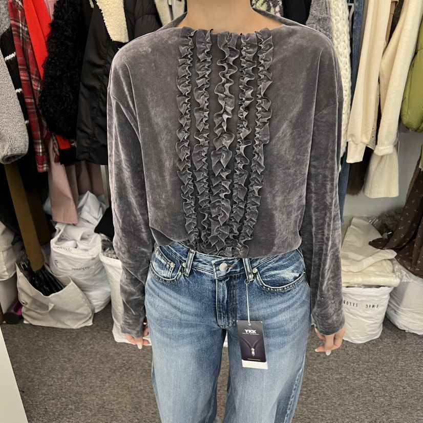 SALONDEMAG東大門㊣代購女士新款25秋冬熱賣真品長袖T恤天鵝絨SALONDEMAG長袖T恤