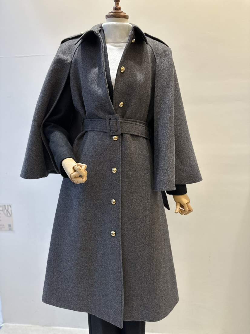 INNO東大門㊣代購女士新款人氣休閑職業中長款大衣含腰帶斗篷INNO中長款大衣