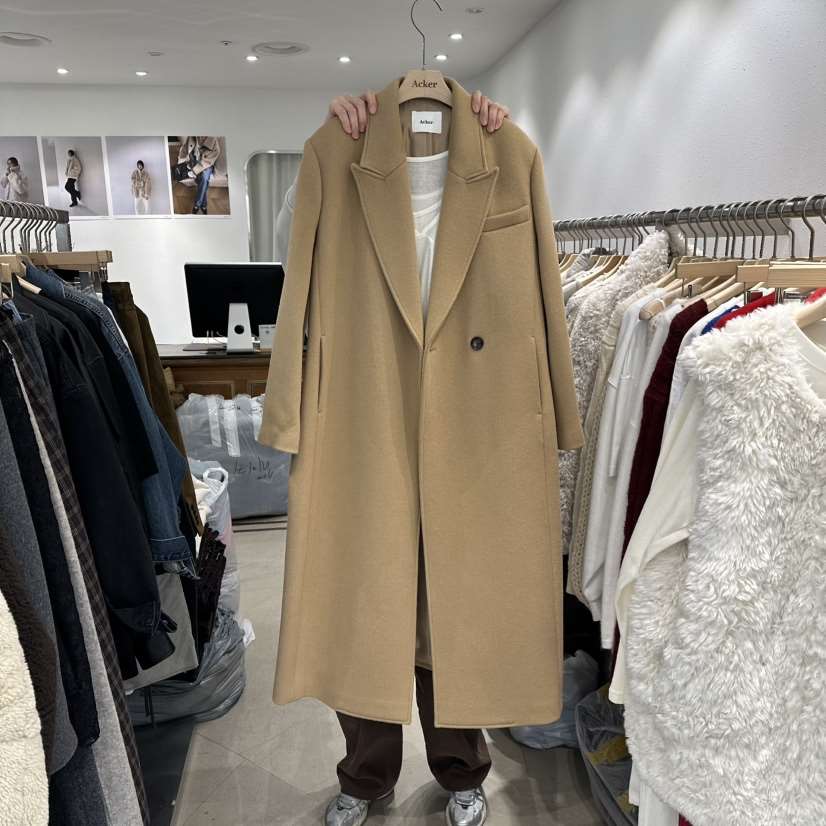 ACKER東大門㊣實拍女裝新款時尚25秋冬人氣推薦中長款大衣系帶ACKER中長款大衣