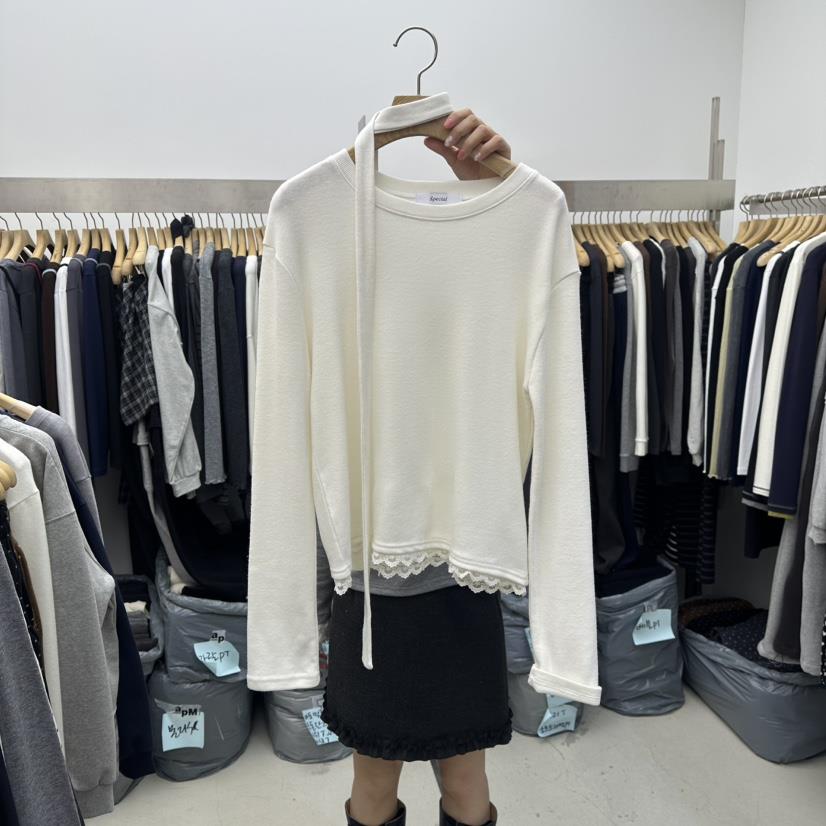 SPECIAL韓國直郵㊣女士新品推薦休閑人氣25秋冬長袖T恤含脖帶SPECIAL長袖T恤