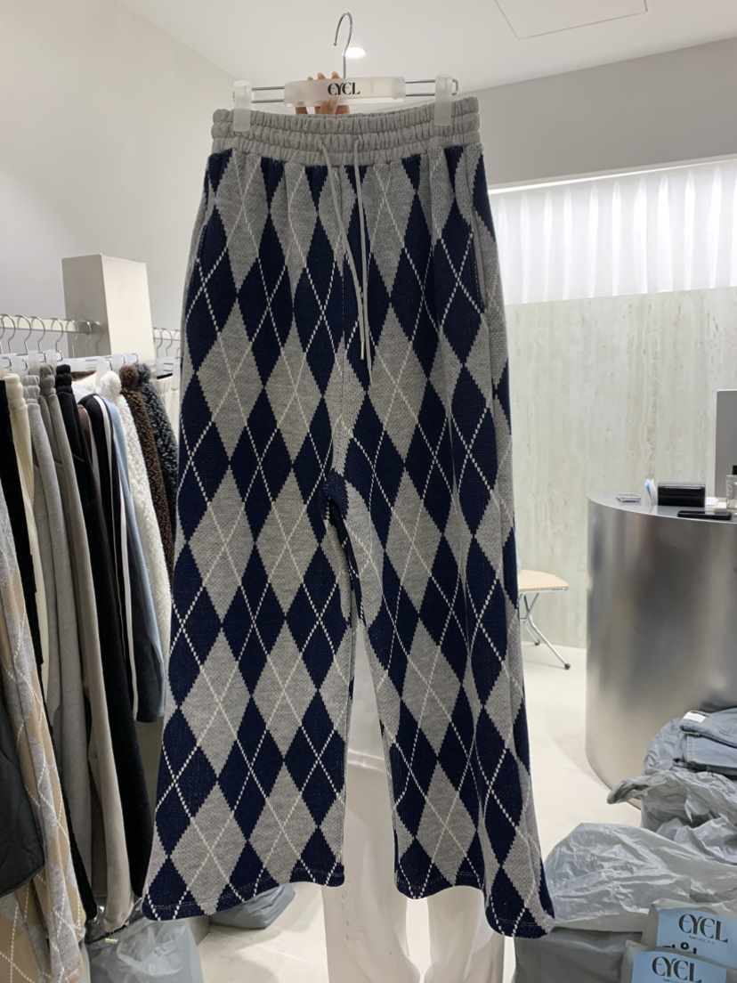 EYEL東大門㊣代購女士新品推薦真品熱賣休閑休閑褲針織褲格紋EYEL休閑褲
