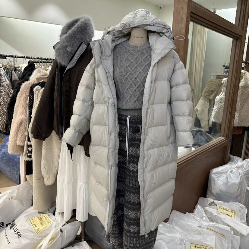 THEMORYPARK東大門㊣代購女士新款職業熱賣長款羽絨服填充鵝絨THE MORY PARK長款羽絨服