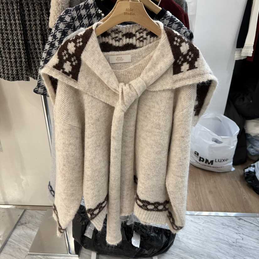 ABLESTUDIO東大門㊣直郵女士新品休閑25秋冬職業針織衫披肩ABLESTUDIO針織衫