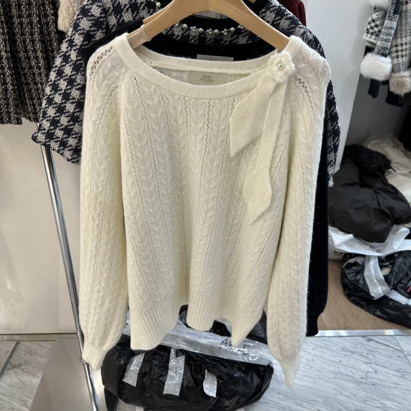 ABLESTUDIO東大門㊣代購女士新款時尚休閑推薦毛衣花朵圍巾ABLESTUDIO毛衣