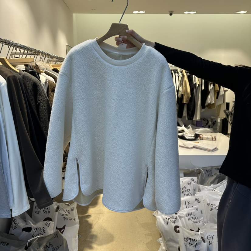 EYEFUL-Q韓國直郵㊣女士新款人氣時尚熱賣長袖T恤抓絨拉鏈eyeful長袖T恤