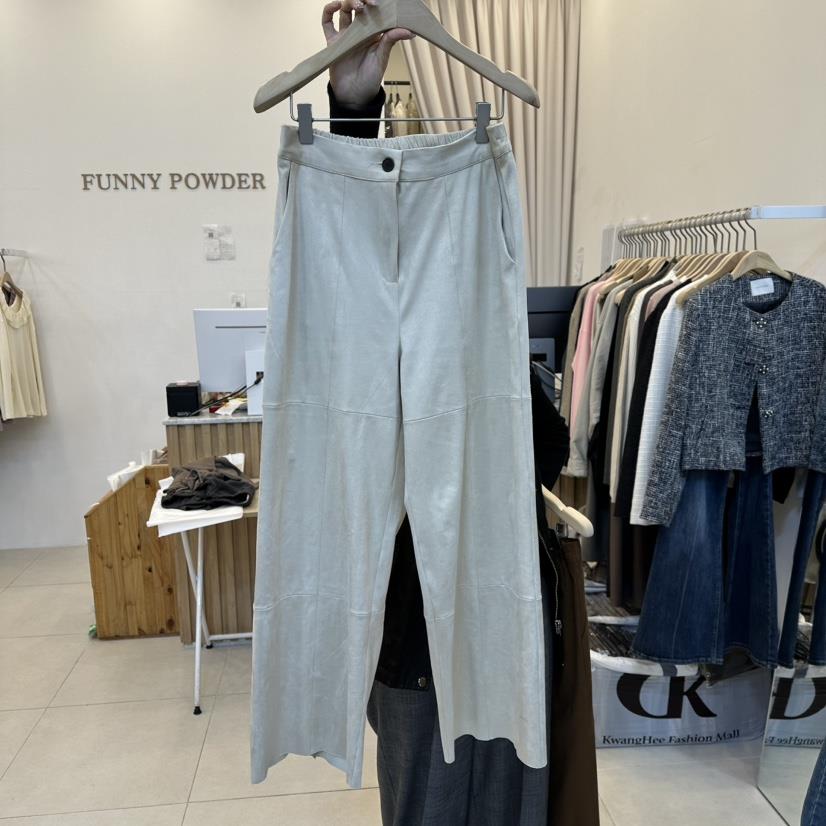 FUNNY POWDER韓國代購㊣女裝新款時尚職業人氣休閑褲絨面革THE FUNNY休閑褲