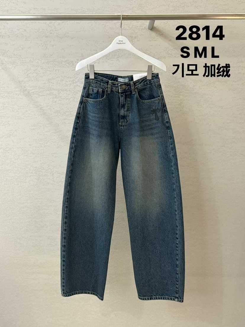 PLAYBUTTON-P東大門㊣代購女裝新品推薦25秋冬真品時尚牛仔褲PLAYBUTTON牛仔褲