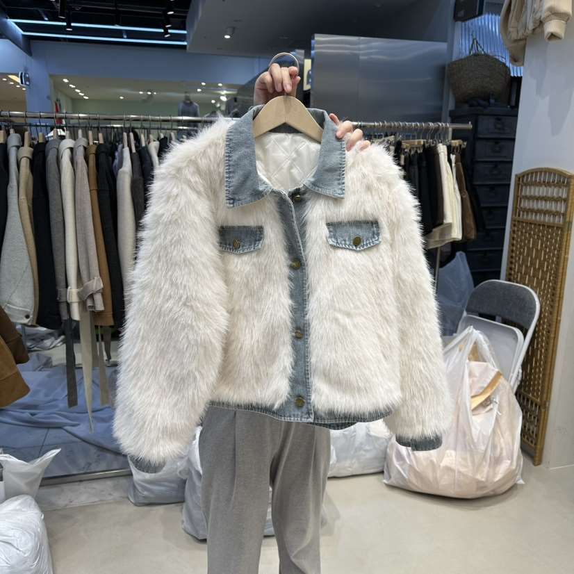 HOT PLACE東大門㊣代購女士新品休閑時尚推薦短款大衣皮草HOT PLACE_ISSUE/DREAM GIRIS短款大衣