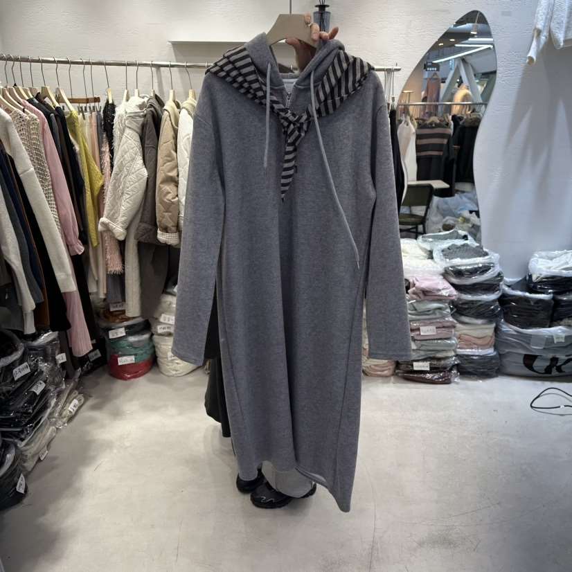 LULULALLA韓國代購㊣女裝新款人氣職業連衣裙含圍巾披肩連帽LULULALLA連衣裙