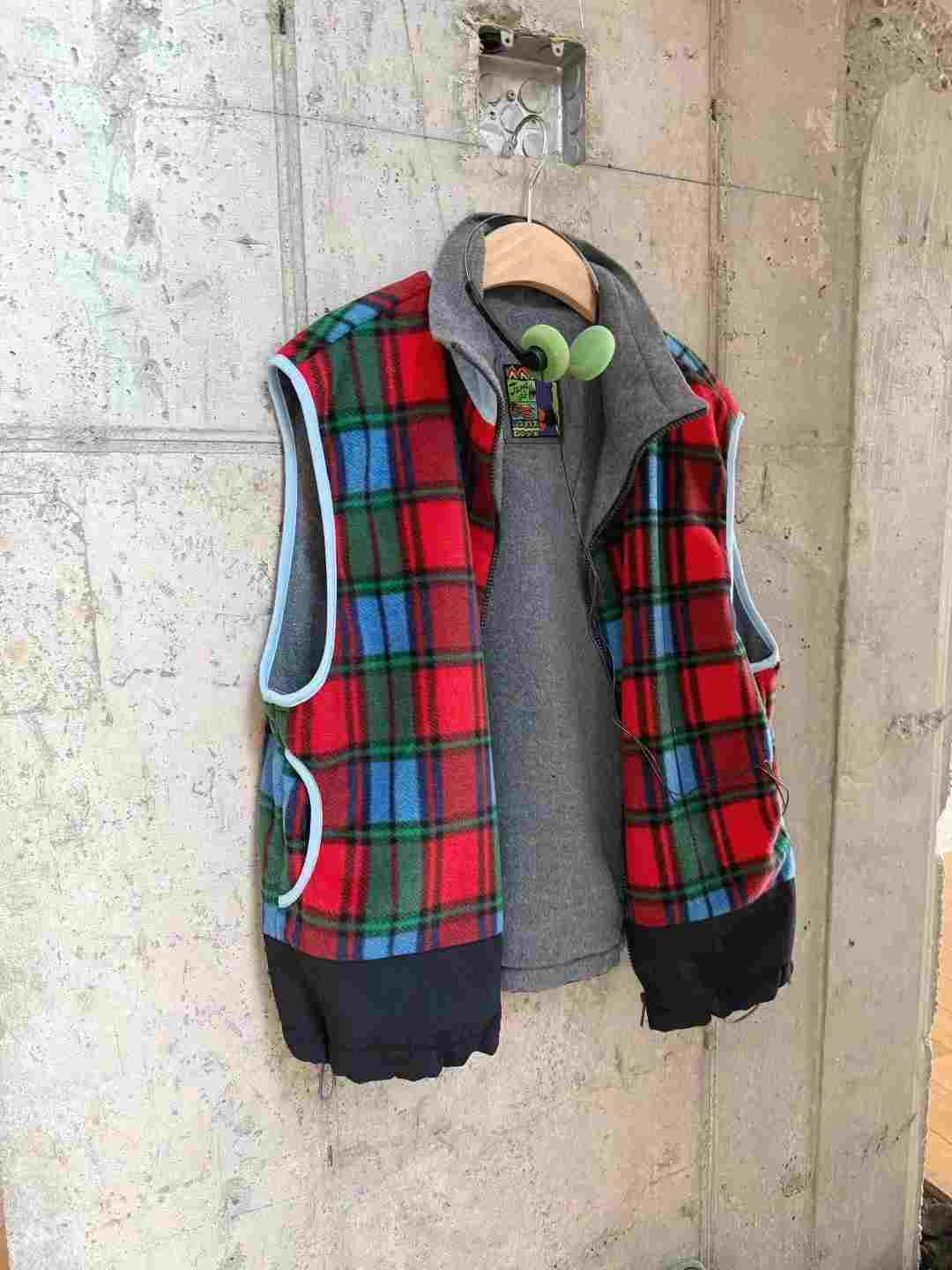 STANDING韓國代購㊣女士新品時尚25秋冬馬甲不含內搭格子褶裥STANDING馬甲