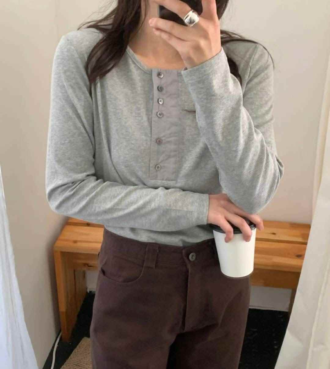 SIMPIEBEIGE東大門㊣直郵女士新品真品25秋冬人氣時尚長袖T恤SIMPIEBEIGE長袖T恤