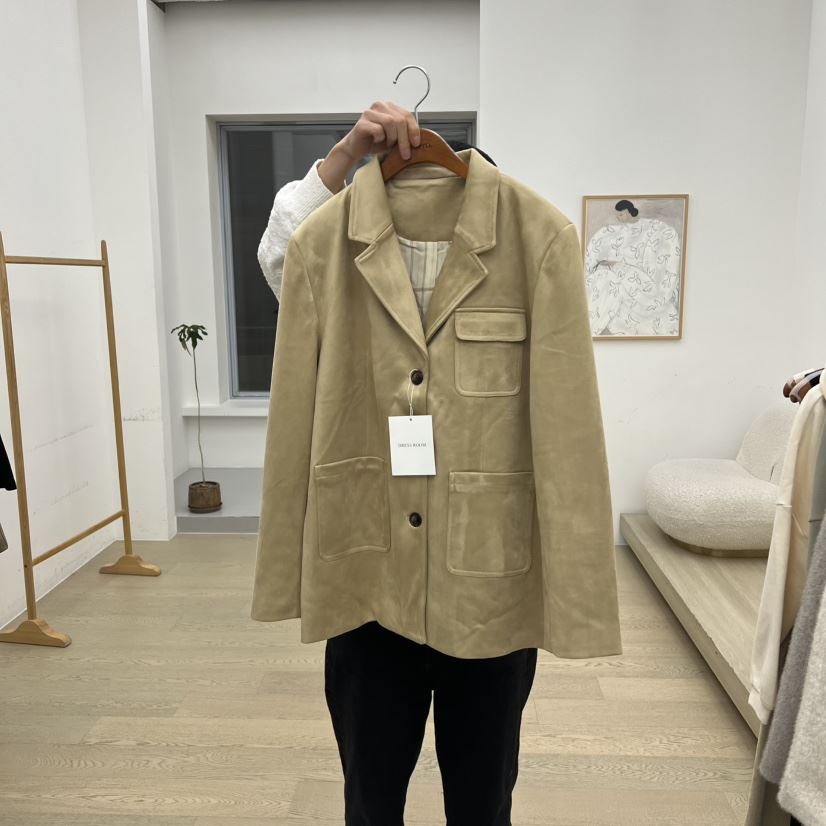 DRESS ROOM東大門㊣直郵女裝新品時尚推薦休閑25秋冬夾克麂皮DRESS ROOM夾克