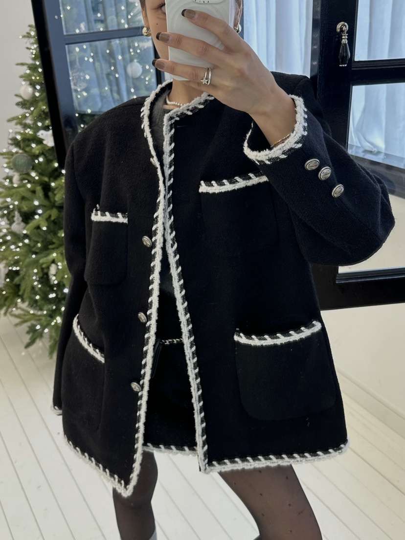 ZEROZERO韓國直郵㊣女士新款人氣熱賣職業時尚夾克粗花呢羊毛ZEROZERO夾克