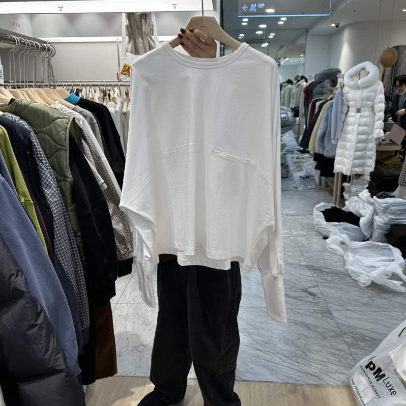 REVE-L東大門㊣直郵女士新品熱賣時尚職業25秋冬長袖T恤口袋REVE-L長袖T恤