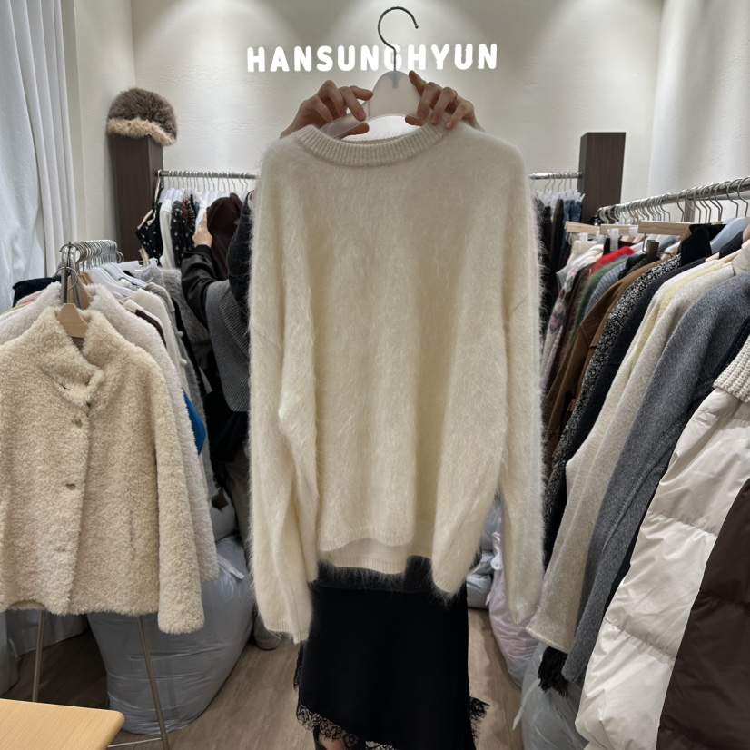 HANSUNGHYUN東大門㊣直郵女裝新款推薦針織衫羊毛羊絨圓領寬松HANSUNGHYUN針織衫