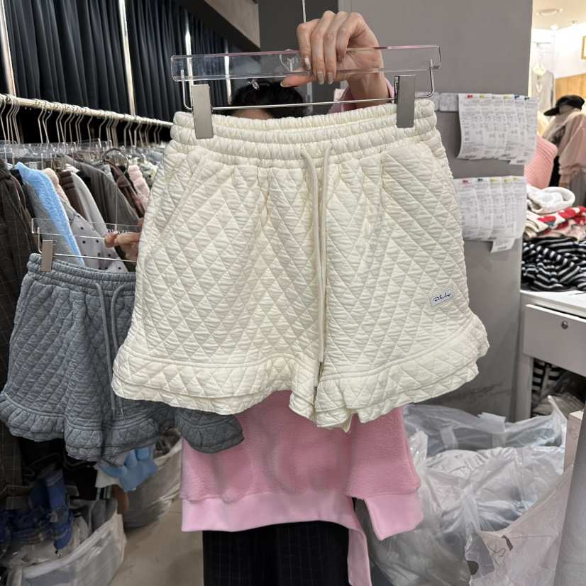 MOMAZU韓國直郵㊣女裝新品休閑人氣職業時尚短褲荷葉邊絎縫MOMAZU短褲