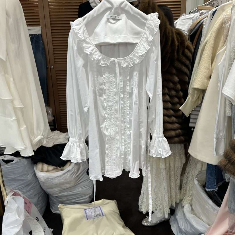 TRES BIEN韓國直郵㊣女裝新品時尚休閑推薦連衣裙荷葉邊褶裥TRES BIEN連衣裙