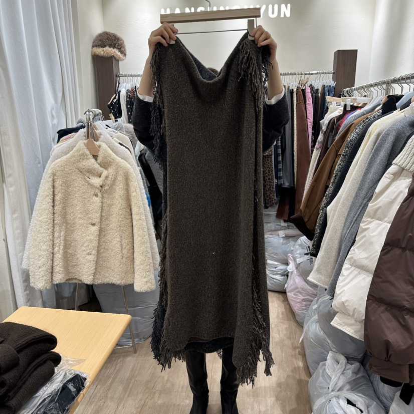 HANSUNGHYUN東大門㊣代購女士新款休閑圍巾披肩羊絨披肩圍巾HANSUNGHYUN圍巾/披肩