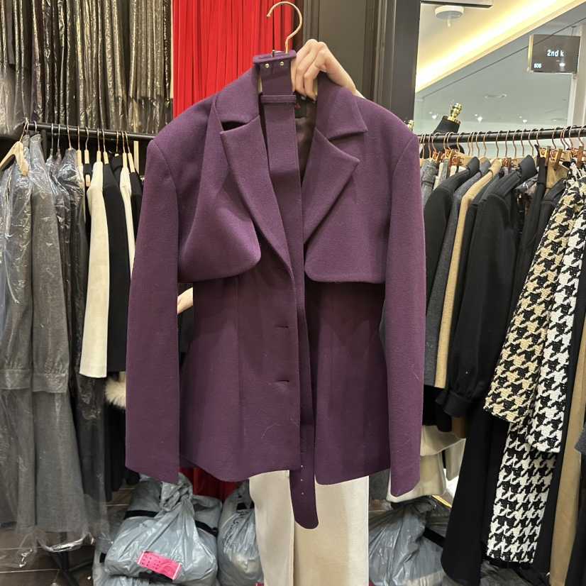 HERISH-HAUTE韓國代購㊣女裝新款休閑人氣熱賣短款大衣含腰帶HERISH-HAUTE短款大衣