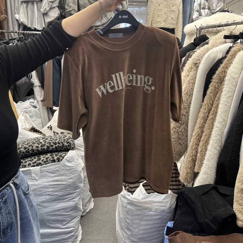 A-DEL東大門㊣實拍女裝新品人氣休閑熱賣職業時尚推薦T恤絲絨A-DELT恤
