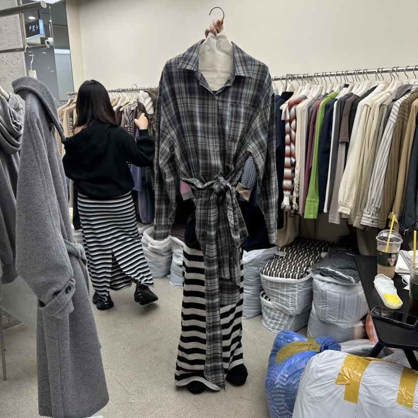 AMOEBA東大門㊣代購女裝新品休閑時尚熱賣人氣25秋冬連衣裙格子AMOEBA連衣裙