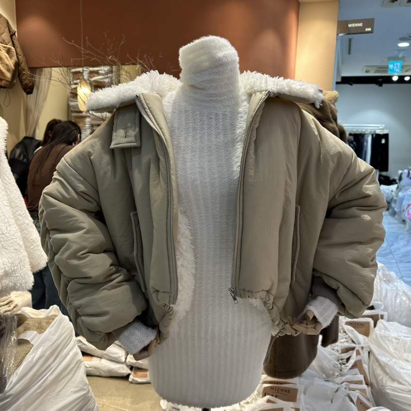 MIENNE東大門㊣代購女士新款推薦休閑25秋冬短款棉服加絨皮草MIENNE短款棉服