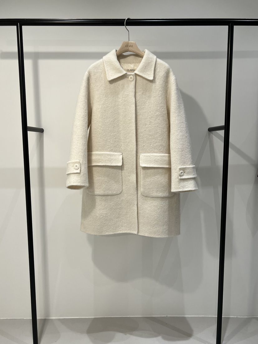 CLAFO韓國直郵㊣女士新品休閑人氣時尚職業熱賣中長款大衣羊駝CLAFO中長款大衣