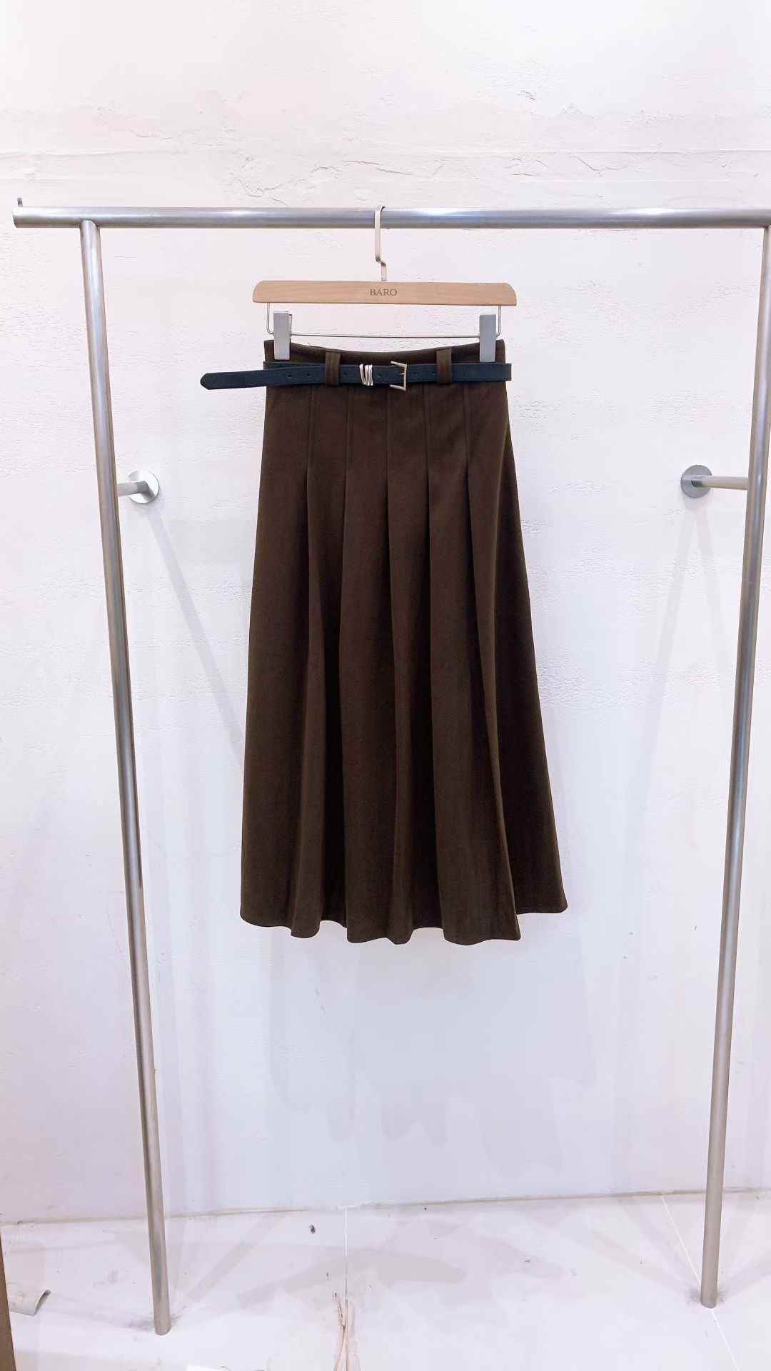 BARO韓國代購㊣女士新款時尚人氣真品熱賣職業推薦長裙含腰帶BARO長裙