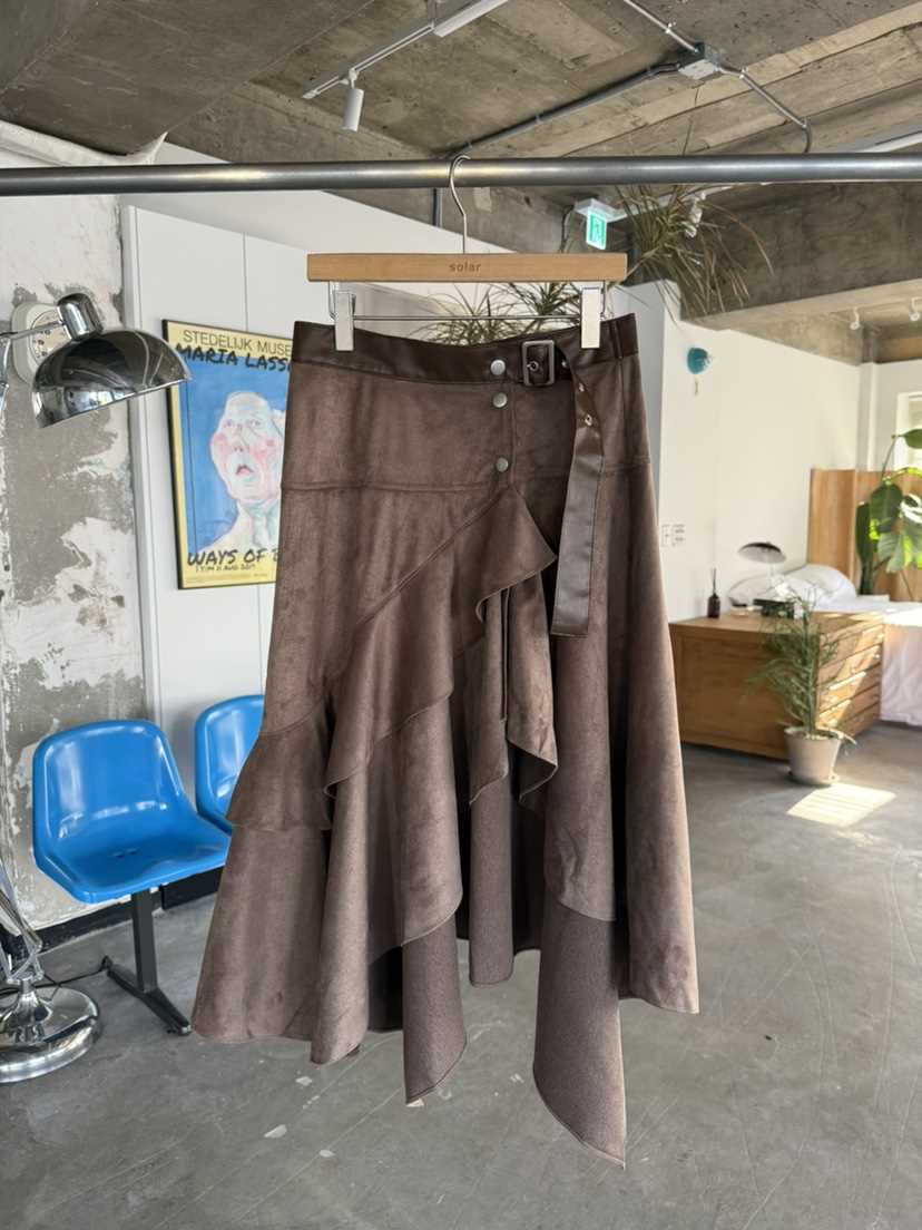 SOLAR東大門㊣代購女士新款真品人氣25秋冬半身裙中短裙麂皮SOLAR半身裙/中短裙