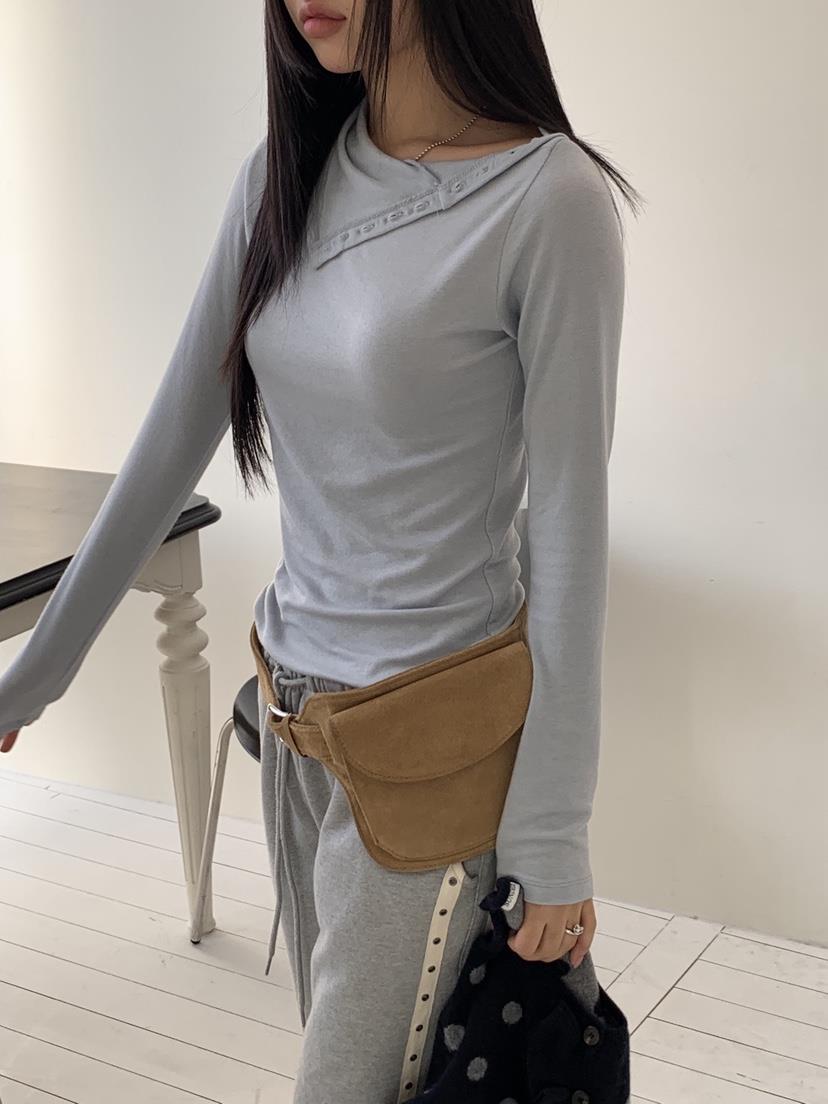 SUNDER MARKET韓國代購㊣女士新款真品推薦長袖T恤羊毛紐扣SUNDER MARKET長袖T恤