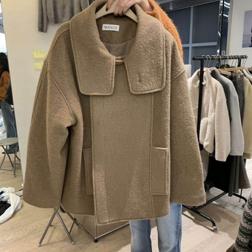W AND J韓國代購㊣女士新品人氣25秋冬休閑時尚職業短款大衣W AND J短款大衣