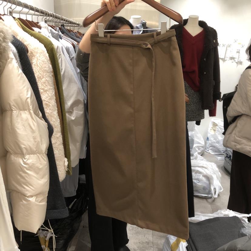 CHAE韓國直郵㊣女士新款推薦時尚人氣半身裙中短裙含腰帶紐扣CHAE半身裙/中短裙