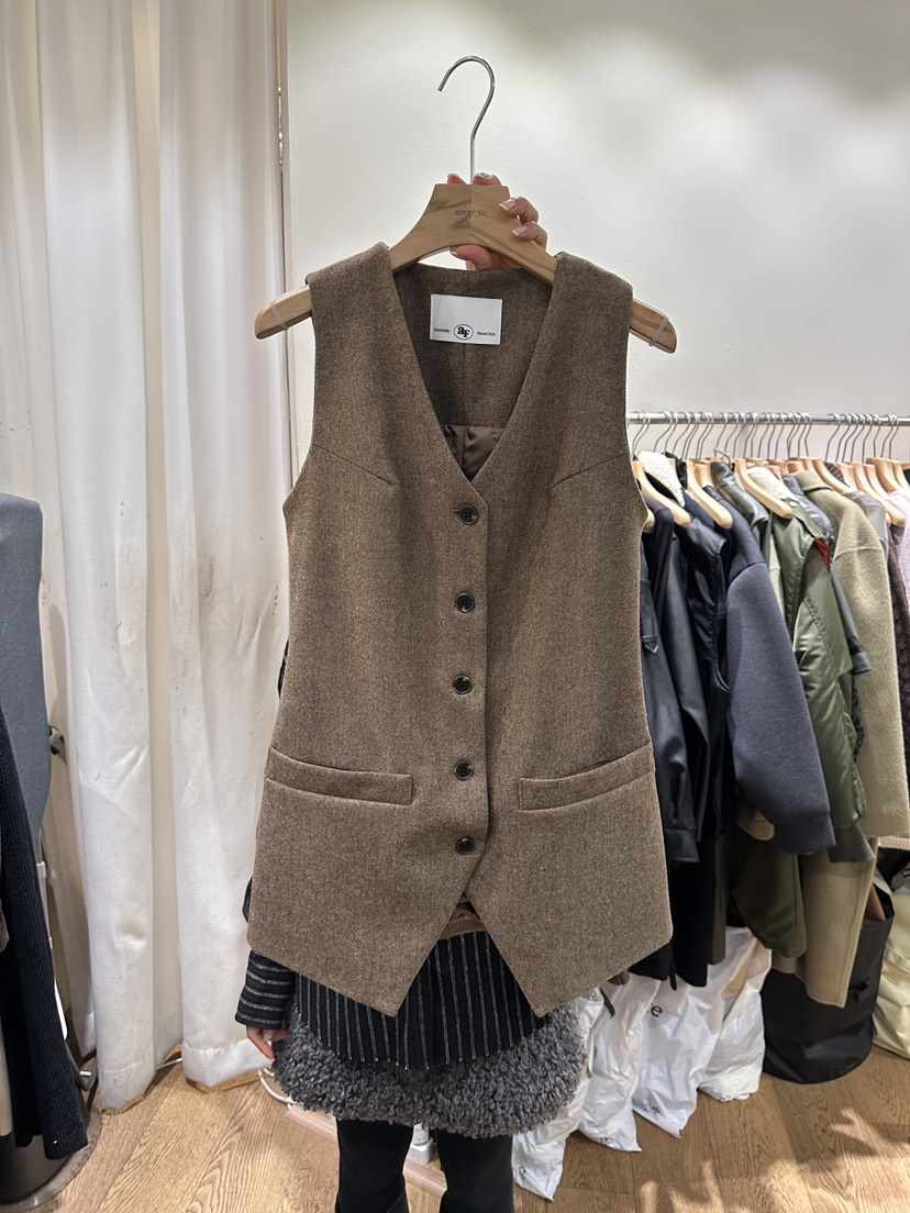 AUVERFIT韓國直郵㊣女士新款熱賣休閑人氣真品推薦馬甲人字紋AUVERFIT馬甲