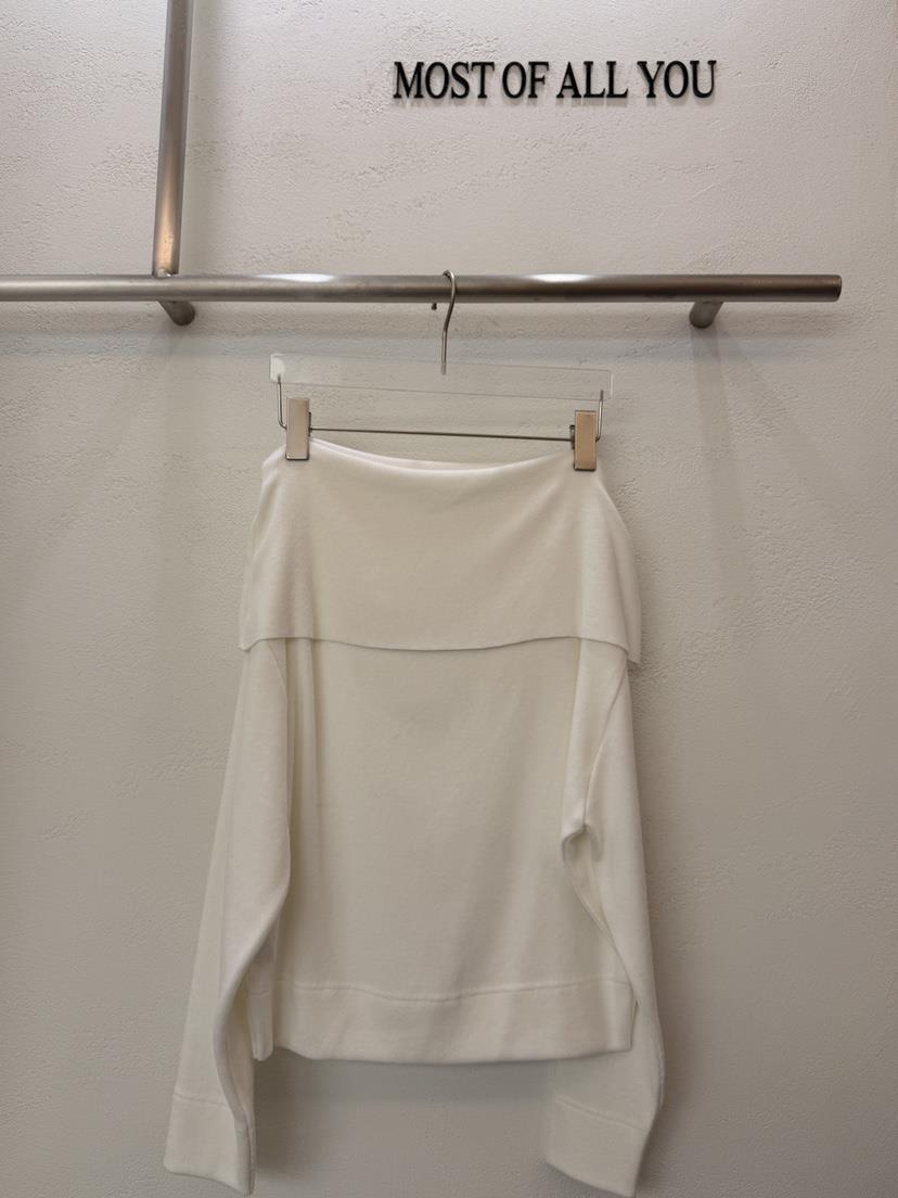 MOST OF ALL U韓國代購㊣女裝新款時尚25秋冬長袖T恤露肩MOST OF ALL U長袖T恤