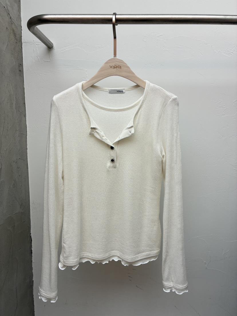 Verbena東大門㊣直郵女士新款休閑職業長袖T恤羊毛絲綢紐扣Verbena長袖T恤