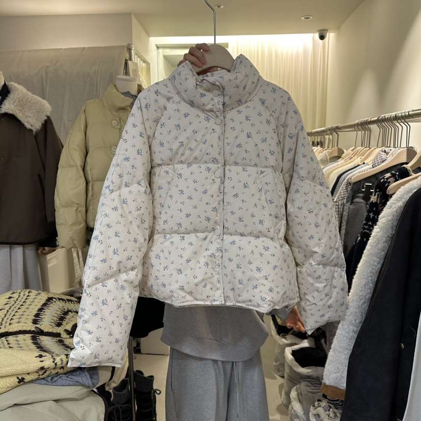 LIL東大門㊣實拍女士新款25秋冬時尚人氣熱賣短款棉服花朵填充LIL短款棉服