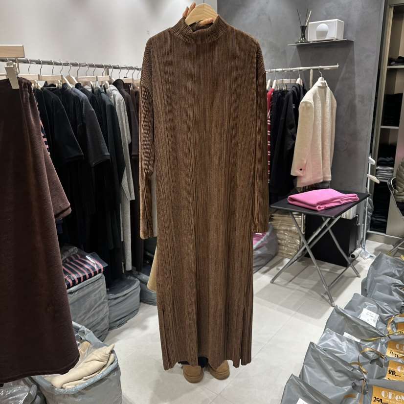 OPEN東大門㊣代購女裝新款時尚人氣25秋冬職業連衣裙天鵝絨OPEN連衣裙