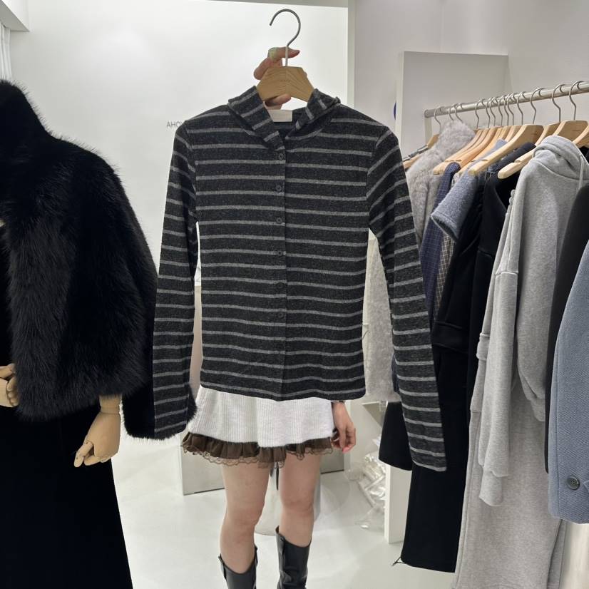 AHOY東大門㊣代購女士新品人氣休閑職業推薦長袖T恤開衫連帽AHOY長袖T恤