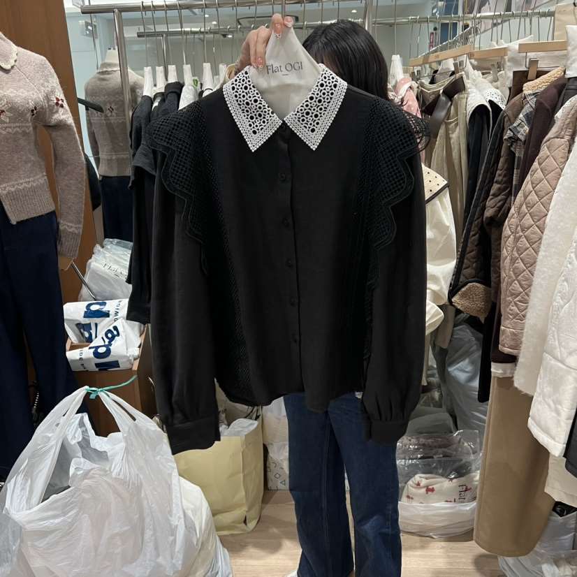 OGI韓國代購㊣女士新品職業真品熱賣休閑25秋冬人氣襯衫蕾絲衫FLat OGI襯衫/蕾絲衫
