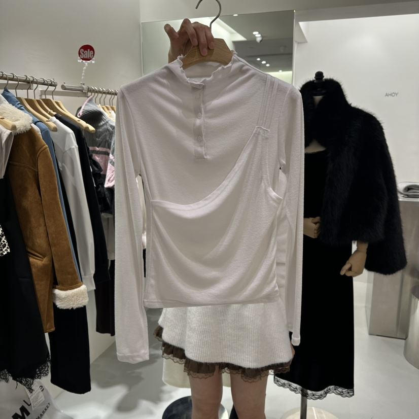 AHOY韓國直郵㊣女士新品真品休閑熱賣時尚職業長袖T恤假兩件AHOY長袖T恤