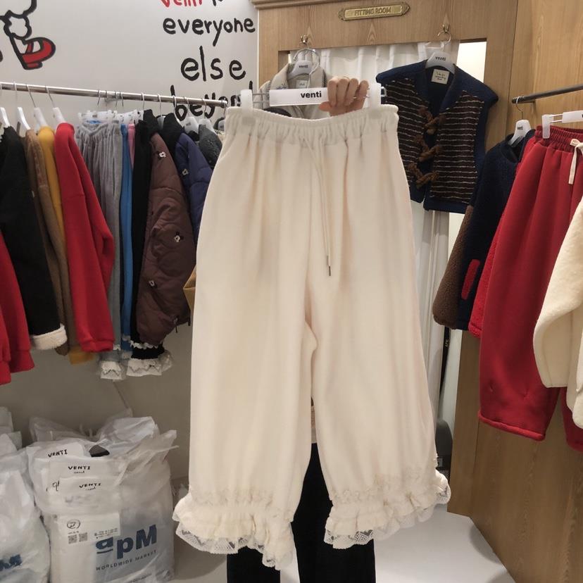 VENTI東大門㊣直郵女士新品熱賣人氣25秋冬休閑休閑褲加絨蕾絲VENTI休閑褲