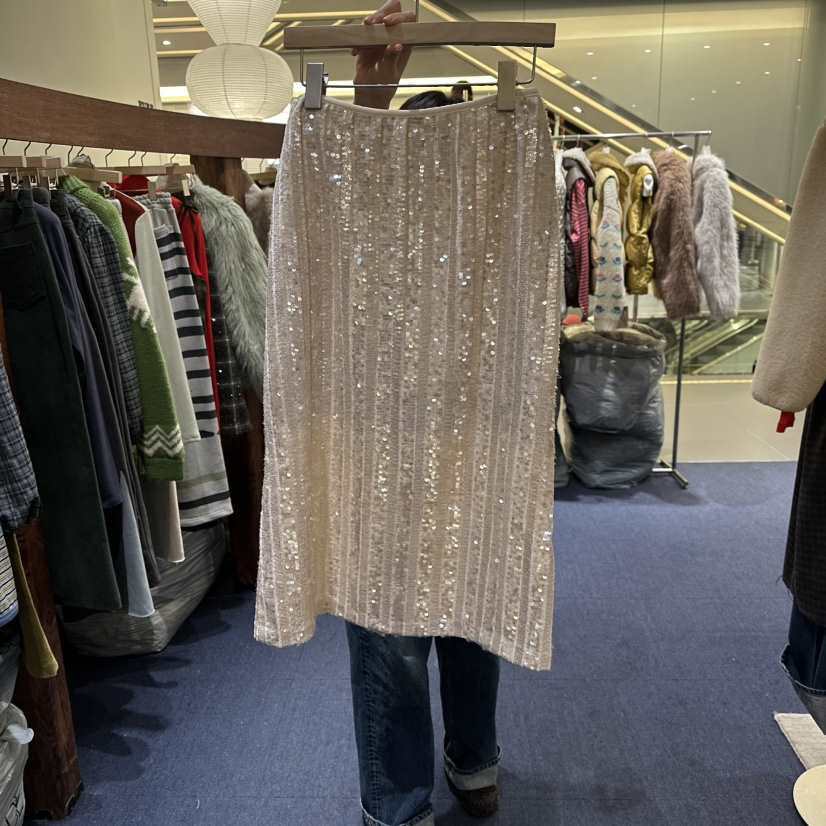 FURE韓國直郵㊣女士新品時尚25秋冬熱賣職業休閑長裙天鵝絨FURE長裙