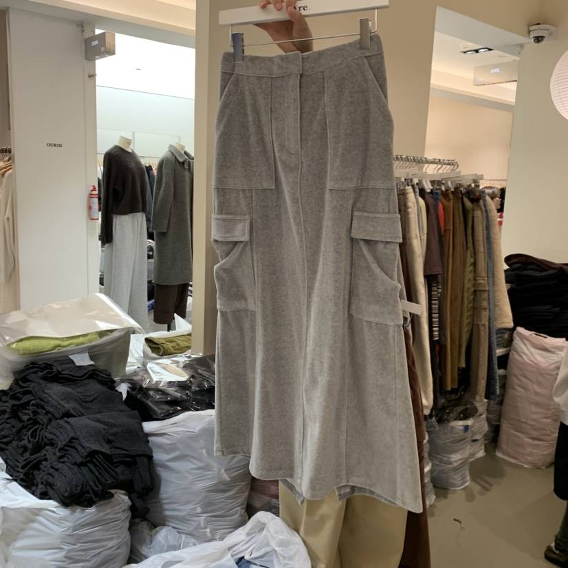 ARE韓國代購㊣女士新品推薦25秋冬真品長裙工裝褲天鵝絨長款ARE YOU/ARE長裙